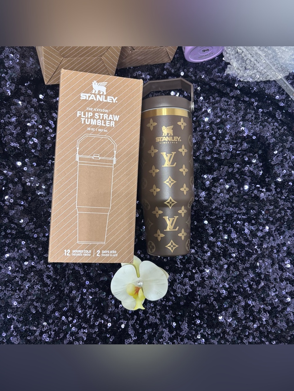 Brown & Gold Monogram Quencher Tumblers (Set of 3) - Picture 8 of 16